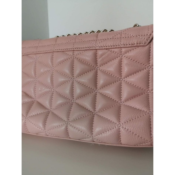 Kate Spade quilted leather adjustable chain strap handbag purse blush pink - Picture 3 of 4
